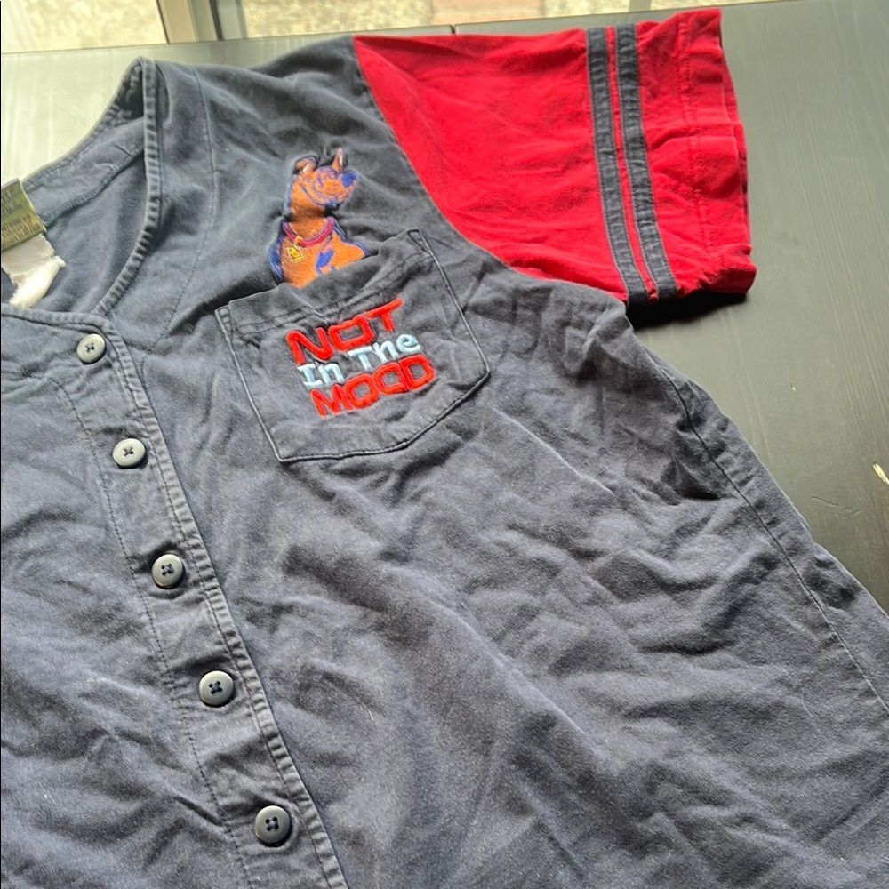 Vintage Baseball Tee Womens Scooby Navy and Red Graphic Shirt Medium
